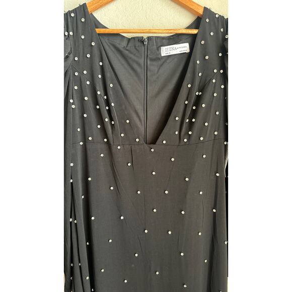 NWT IEENA FOR MAC DUGGAL RHINESTONE ENCRUSTED LONG SLEEVE V NECK GOWN SIZE 10 - Picture 6 of 10